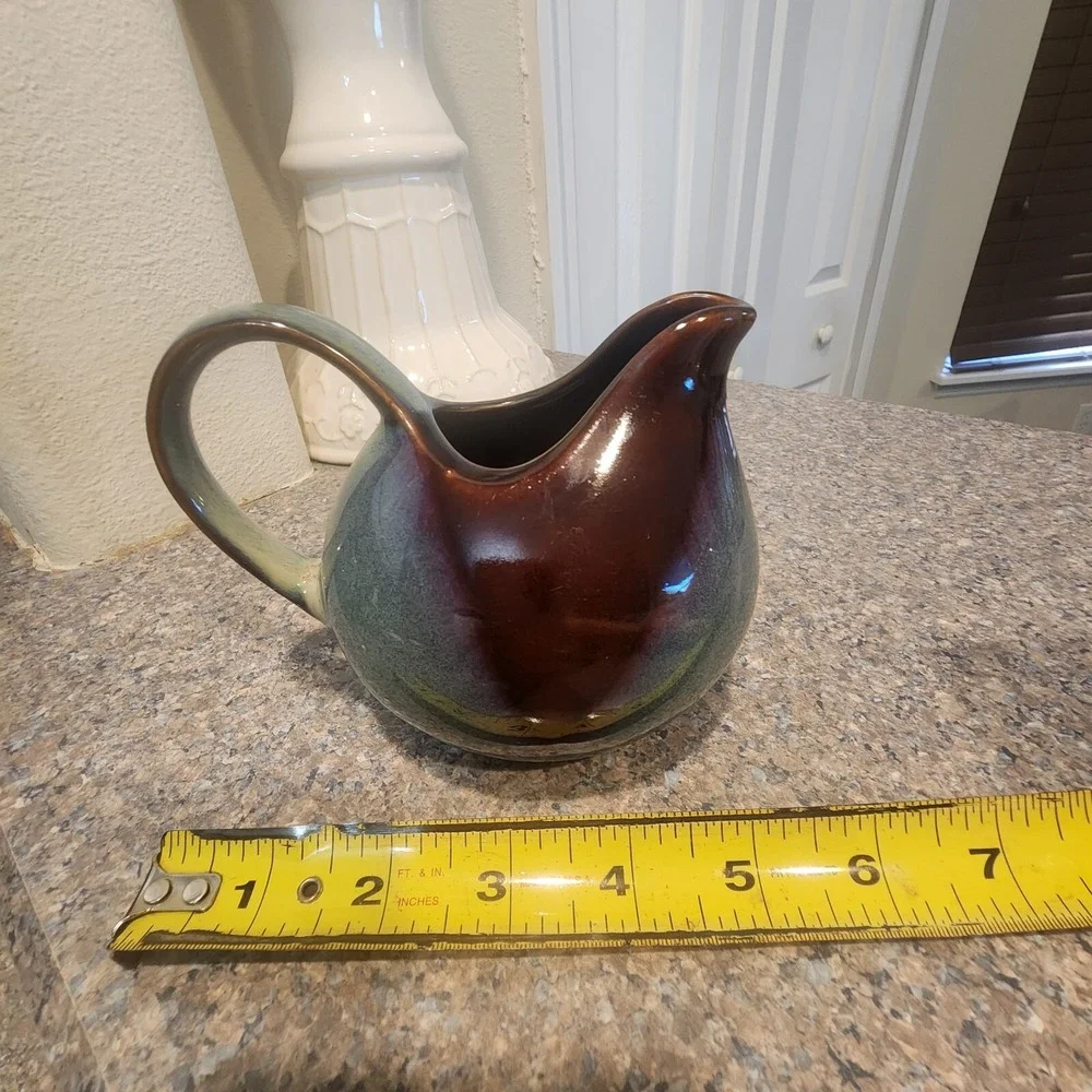 Stoneware Sango Nova Style Blue Green Brown Coffee Creamer Pitcher‎ 1.5 Cups